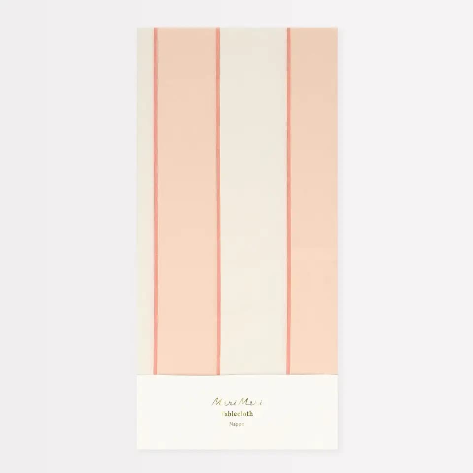 Meri Meri Peach Stripe Tablecloth (Pack of 1)