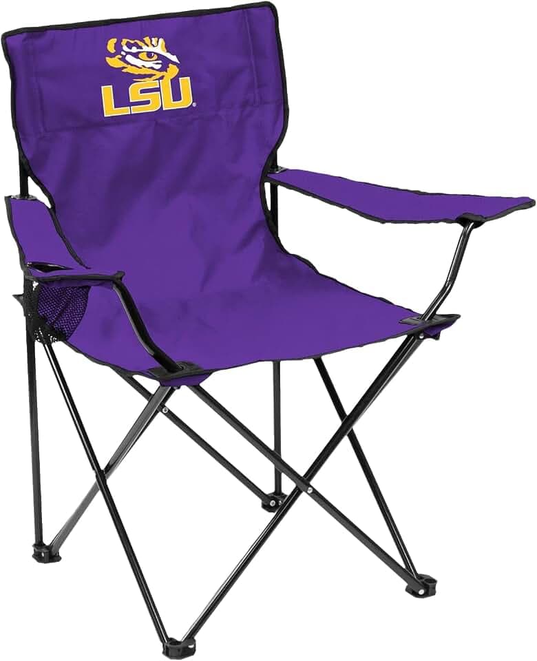 Logo Brands NCAA Portable Quad Chair – Folding Tailgate Chair with Armrests, Built-In Cup - Includes Carry Bag