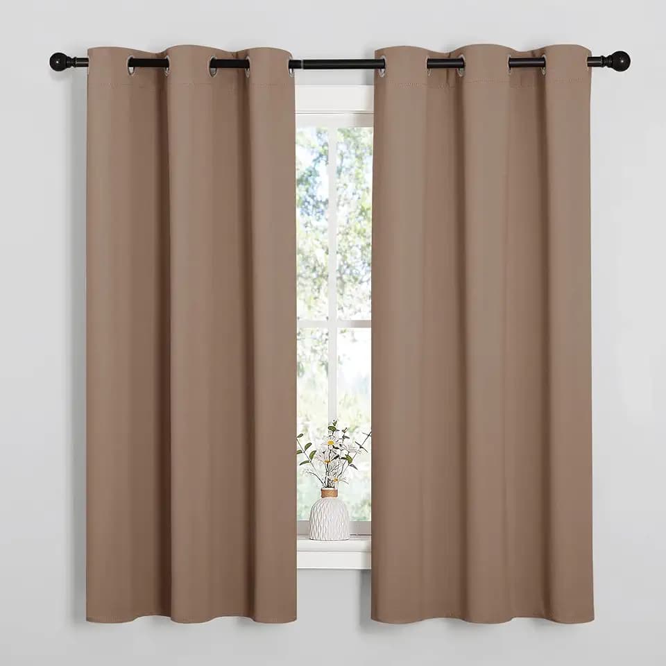 NICETOWN Cappuccino Blackout Curtains for Bedroom 42" w x 63" L 2 Panels