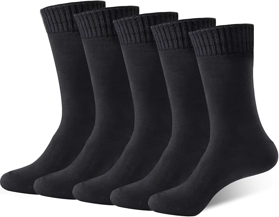 Socks for Men & Women Winter, Thick Fleece Lined Thermal Crew Long Socks, Warm Cold Weather Boot Wear, Dark Gray