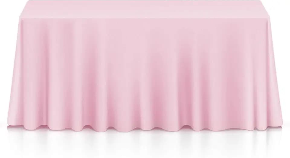 Lann's Linens 90 x 156 Inch Rectangular Tablecloth, Washable Polyester Fabric Table Cloth for Dining Tables, Parties, Restaurants, Weddings - Pink