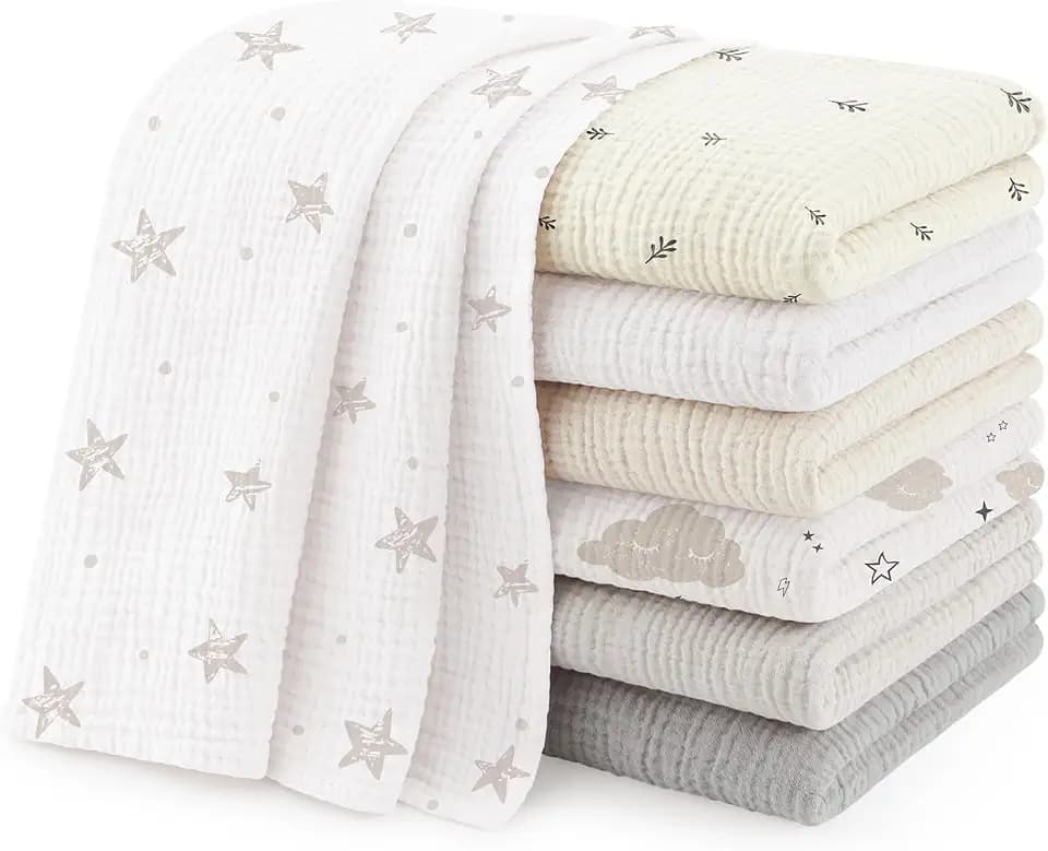Susurration Muslin Burp Cloths 24x24 Inches Ultra Soft 100% Cotton