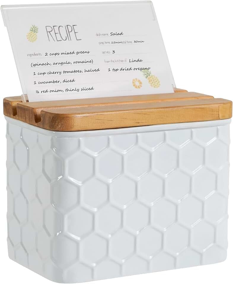 Honeycomb Embossed Recipe Box with 4x6 Cards and Dividers