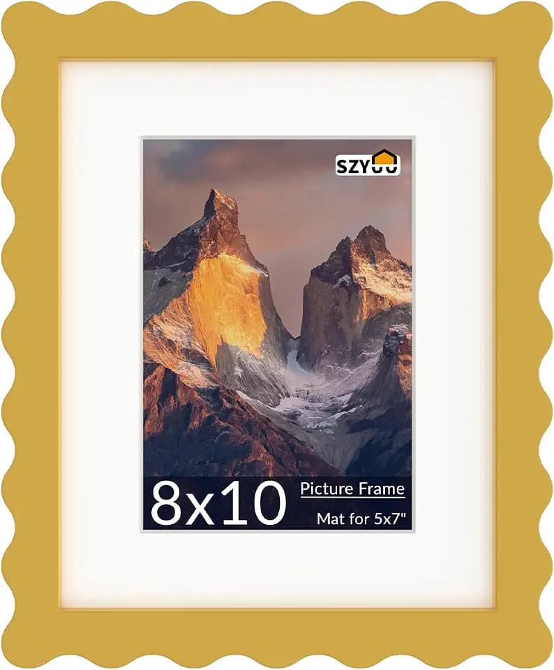 8x10 Wavy Picture Frame with Real Glass, Tabletop & Wall Mount