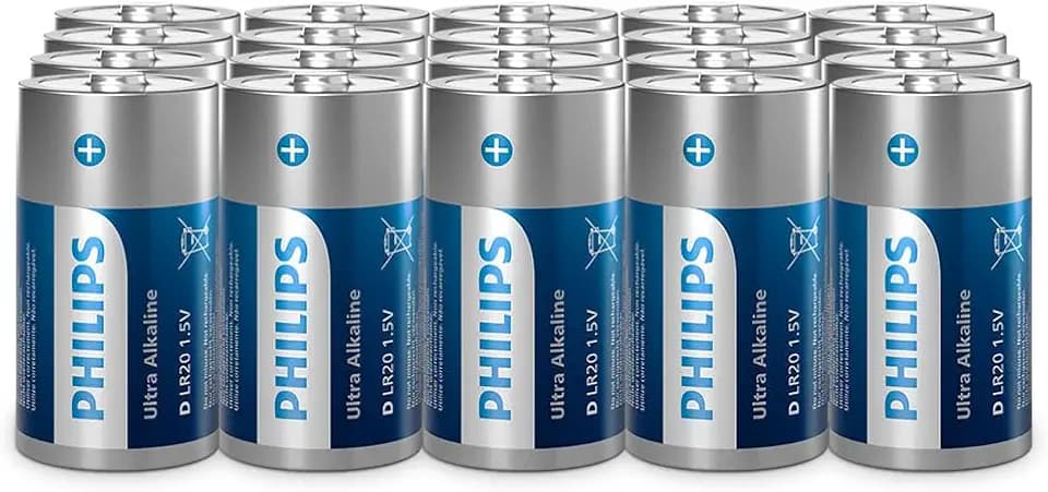 Philips Ultra D Alkali-Batterien, LR20 - Starke Leistung für Taschenlampen und größere Geräte, 20 Stück