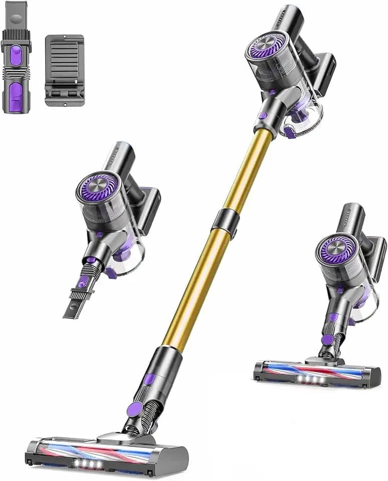 MBTTODF Cordless Vacuum Cleaner, 6-in-1 Lightweight Stick Vacuum with LED Headlights, 180° Swivel Brush for Pet Hair, Carpet, Hardwood Floor & Car