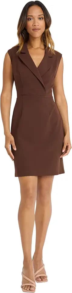 Donna Morgan Women's Lapel Collared Career Sheath Dress Office Workwear Desk to Dinner Event Reception Ceremony