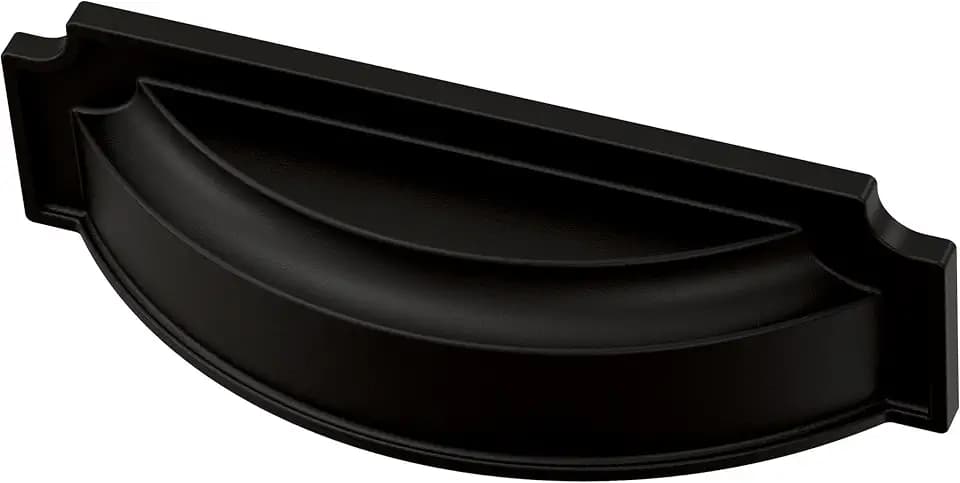 Franklin Brass 10 Pack Matte Black Cabinet Handles 3 inch or 3-3/4 inch (76mm or 96mm) Kitchen Cabinet Handles and Drawer Pulls for Cupboards and Dressers |Notched Backplate