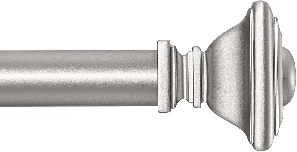 BRIOFOX Silver Curtain Rods for Windows 72 to 144 Inch Adjustable Length 1 Inch Diameter Heavy Duty Window Curtain Rods for Indoor Ourdoors With Classic Square Finials