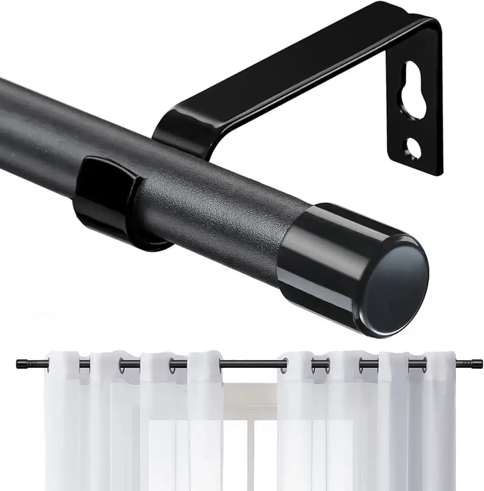 Curtain Rods for Windows 28 to 48 Inch, 5/8 Inch Matte Black Curtain Rod Set with Brackets Heavy Duty Small Drapery Curtain Rods, Size: 23-52 Inch