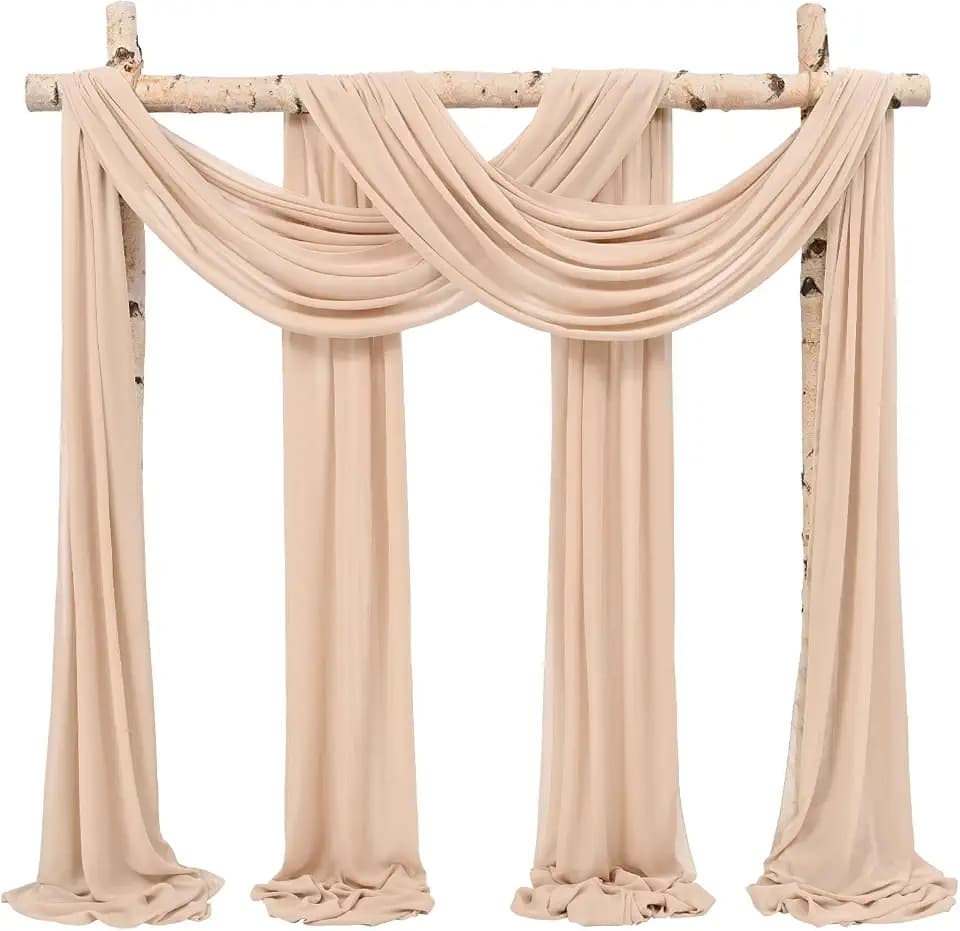 Showgeous Wedding Arch Draping Fabric Nude Chiffon Fabric Drapes