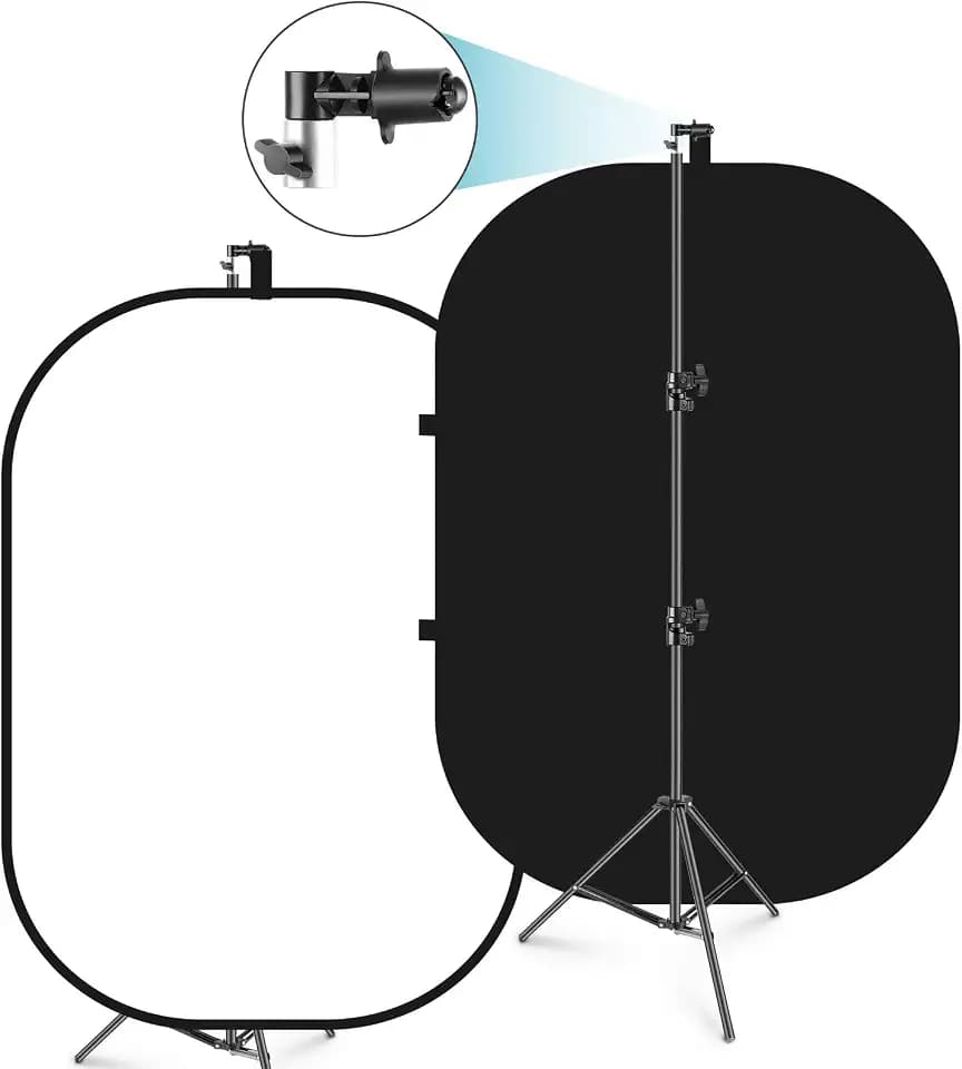 NEEWER 5x7ft/1,5x2m Faltbarer Chromakey Hintergrund mit Ständer, 8,5ft/2,6m