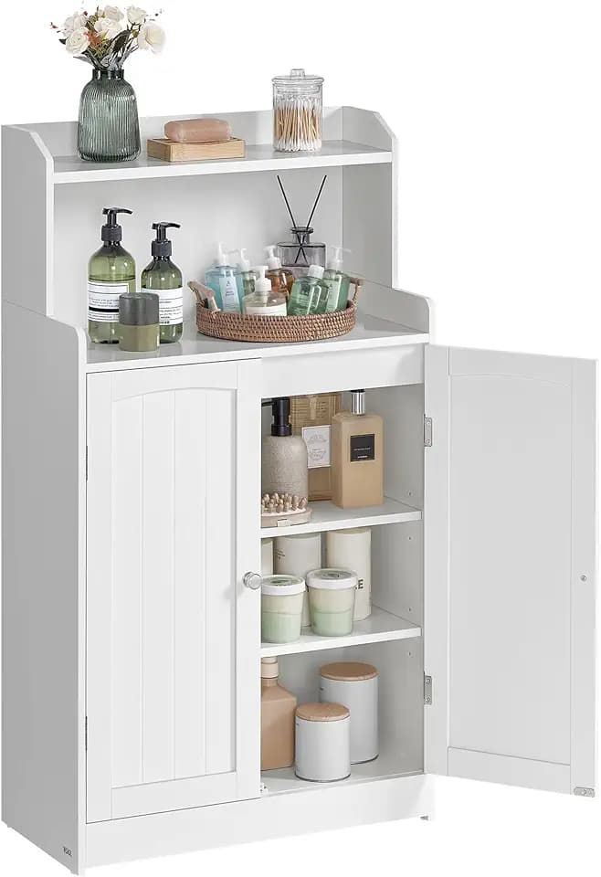 VASAGLE Tall Bathroom Storage Cabinet, Floor Cabinet with 2 Doors, 39.4" H