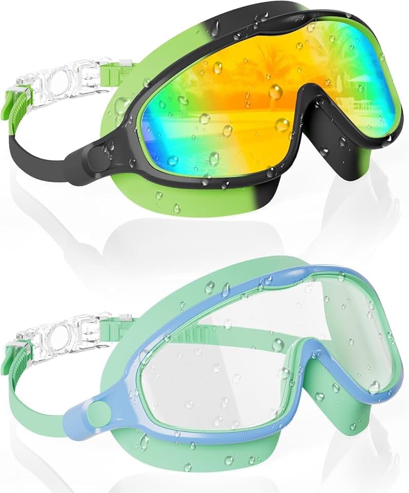 Aegend Swim Goggles Wide Frame Anti-Fog Swimming Goggles for Kids 3-14