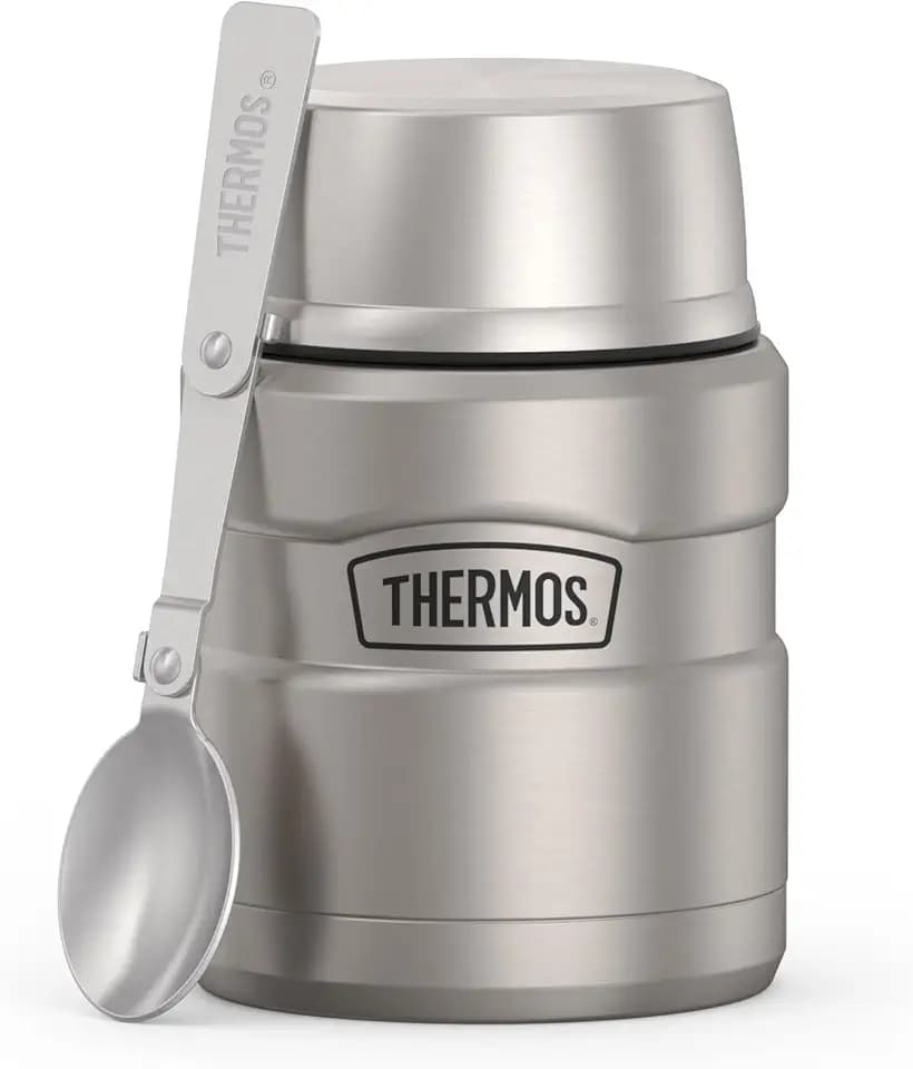 THERMOS Stainless King Food Jar with Spoon, 16oz, Matte Steel