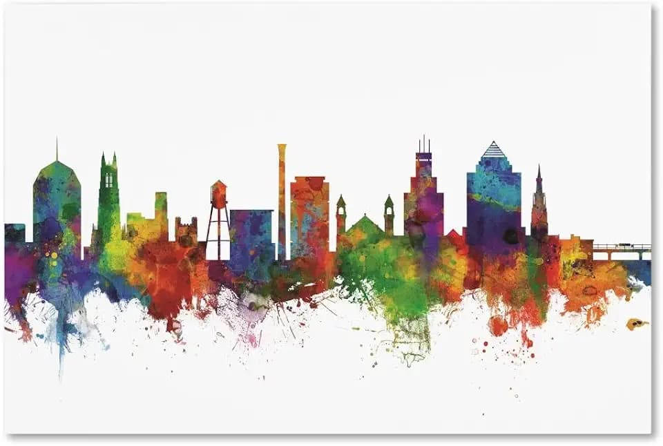 Trademark Fine Art Durham North Carolina Skyline II by Michael Tompsett, 22x32-Inch-Inch