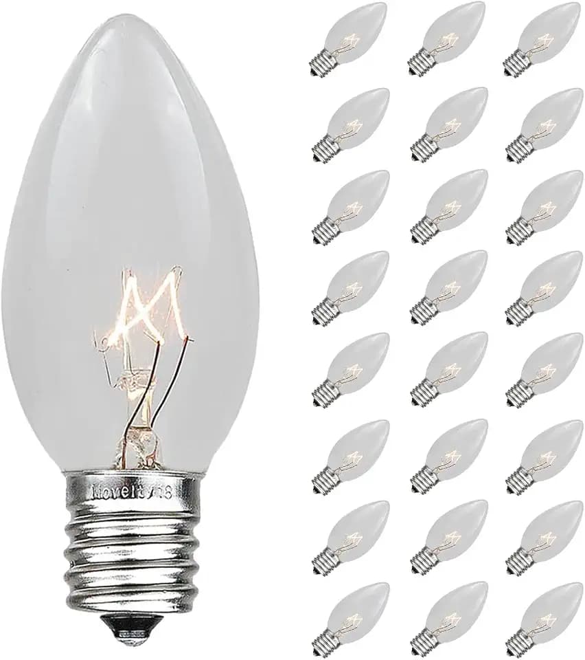 Novelty Lights Incandescent Christmas Replacement Bulbs, C9, 25 Pack
