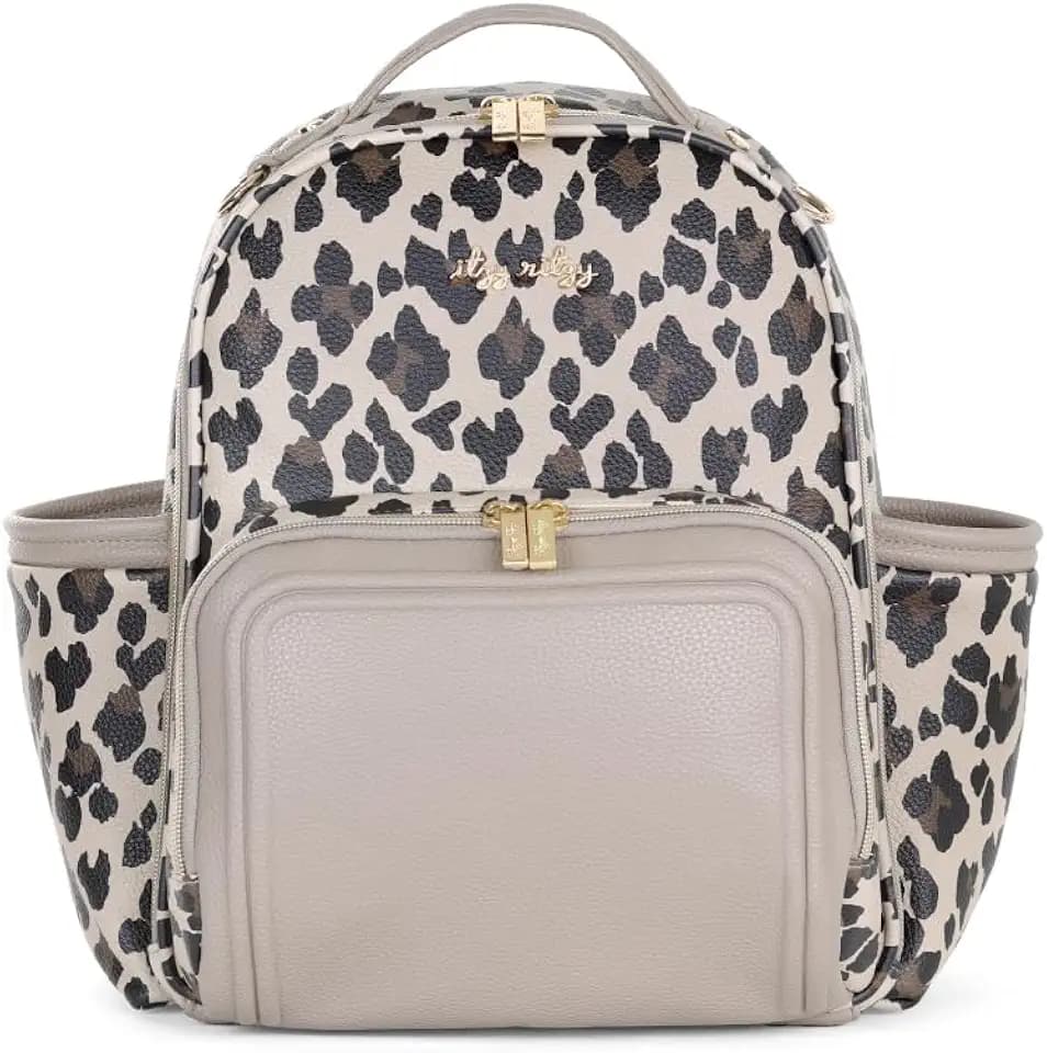 Itzy Ritzy Mini Diaper Bag Backpack - 10 Pockets w/Changing Pad (Leopard)