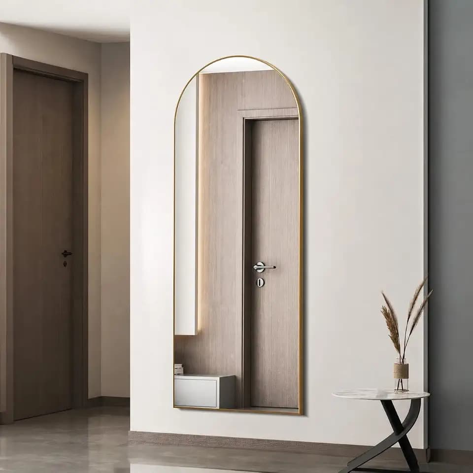 Simple Deluxe Arched Full Length Mirror, 59"x16" Large Floor Mirrors, for Wall Door Bedroom Bathroom Living Room (Gold)