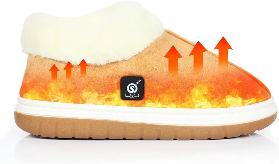 SAVIOR HEAT Heated Slippers for Men & Women – Rechargeable Foot Warmers with 3 Heat Settings (110°F/120°F/130°F), 7.4V 2200mAh Battery, Electric Winter House Shoes for Indoor