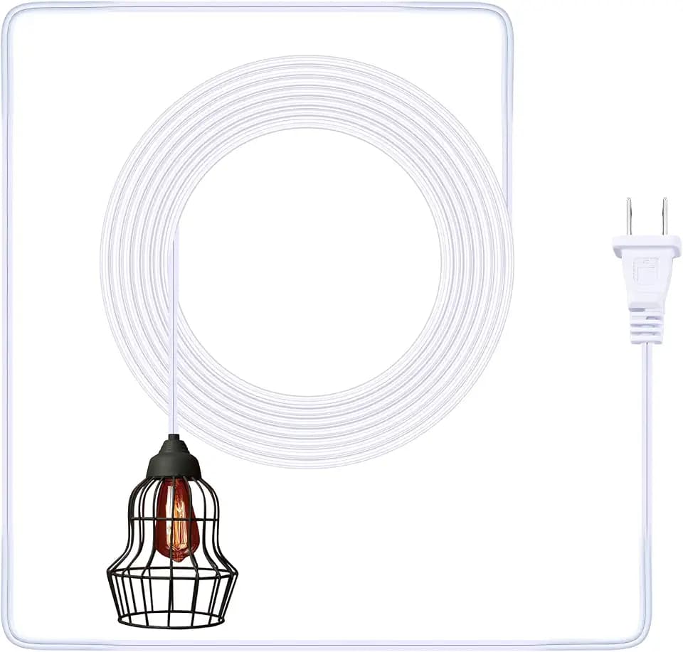 Lamp Cord Replacement with Plug 18/2 SPT1 Wire, 25ft, White