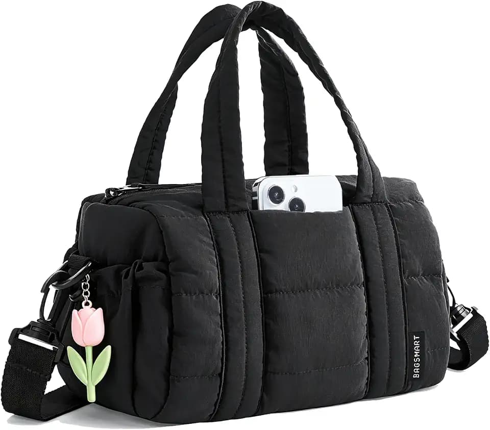 BAGSMART Reiki Gym Bag for Women Puffy Yoga Mat Travel Weekender Duffle Bag