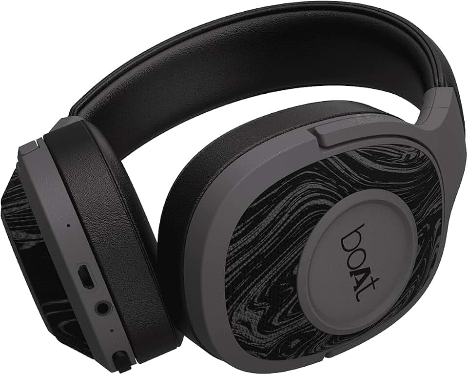 boAt Rockerz 550 Over-Ear-Bluetooth-Kopfhörer mit Mikrofon, bis zu 20 Std. Wiedergabe, 50-mm-Dynamiktreiber, Bluetooth 5.0, AUX-Modus (Schwarz)