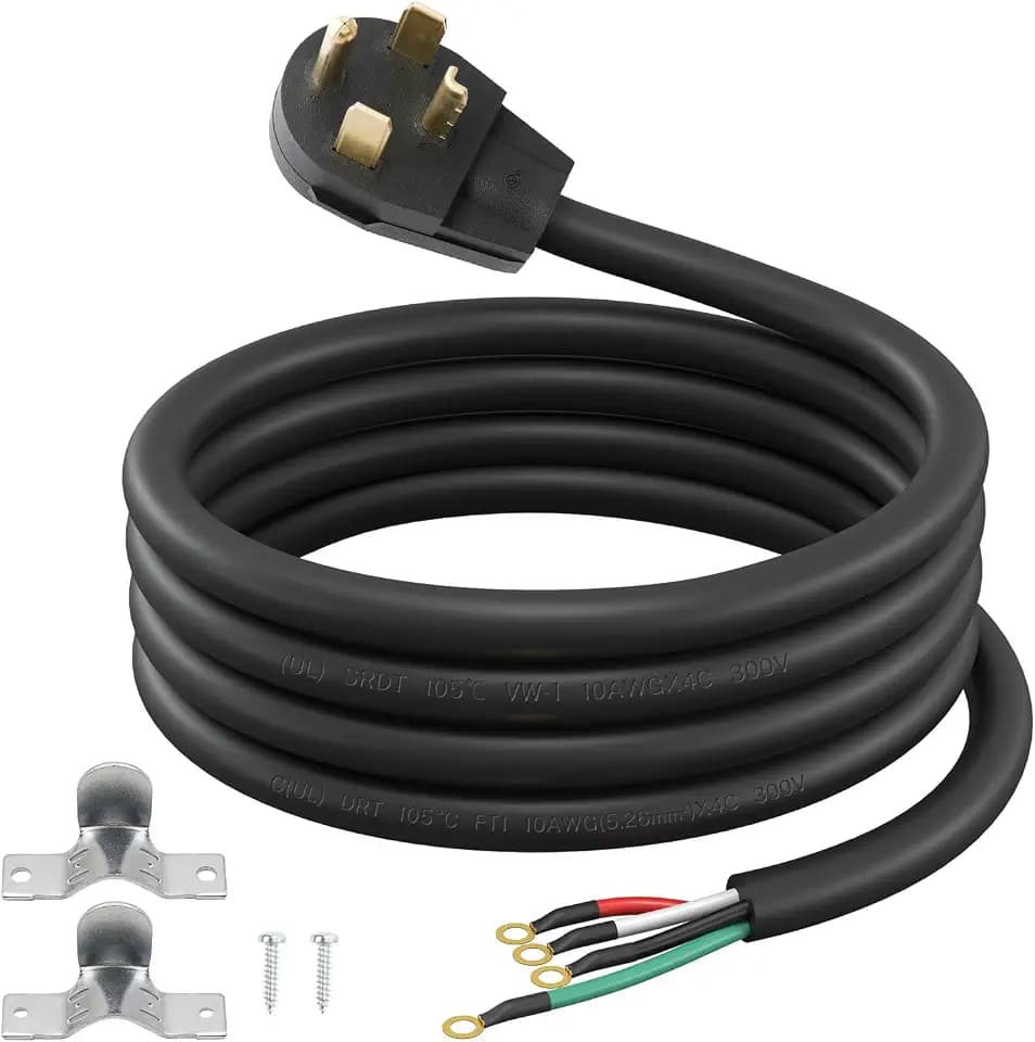 FIRMERST 4 Prong Dryer Cord 15 Feet, 10 Gauge 30 Amp NEMA 14-30P Black