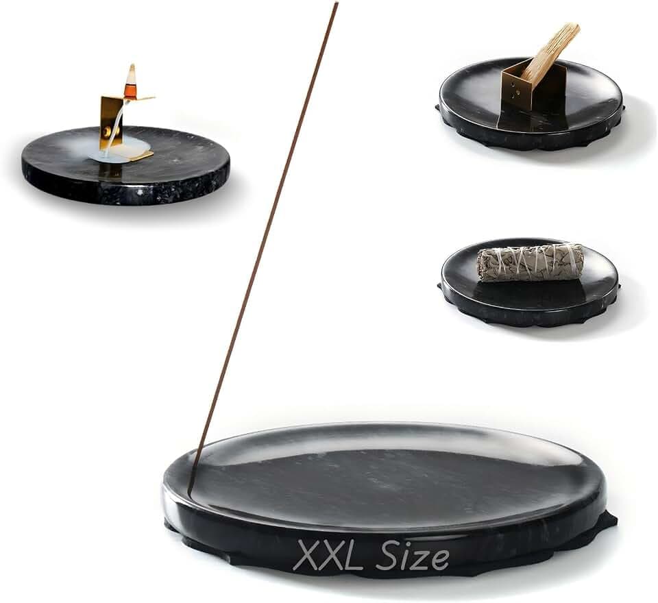 5-in-1 Multi-Function Marble Incense Holder | 7.1-Inch Natural Marble Burner, All-in-One for Cones & Sticks, Heat-Resistant Aromatherapy Tray with Non-Slip Base (Gift Box Included)