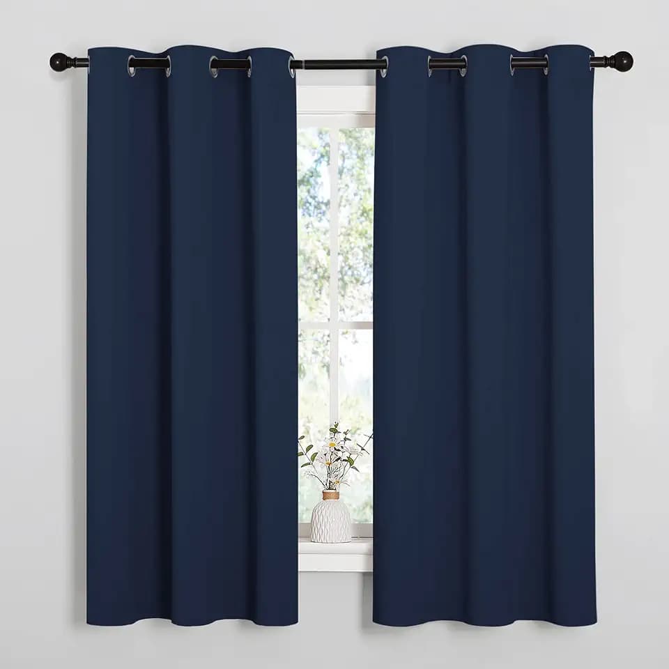 NICETOWN Navy Blackout Curtains for Kid's Room 42" Wide x 63" Long 2 Panels