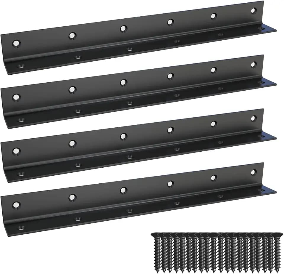 L Bracket,Heavy Duty Corner Brace,Stainless Steel Corner Bracket,Black Large Angle Brackets, Metal Braces for Wood Aufuga (10, 11x1x1)