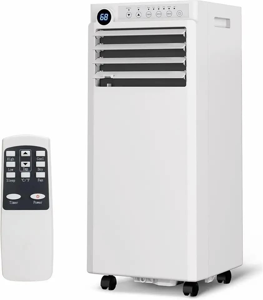 Portable Air Conditioners 10,000 BTU, 4-IN-1 Portable AC Unit for Rooms to 450 Sq. Ft. with Cooling, Dehumidifier, Fan & Sleep Modes, LED Display, 24H Timer, Remote Control, Installation Kits Included