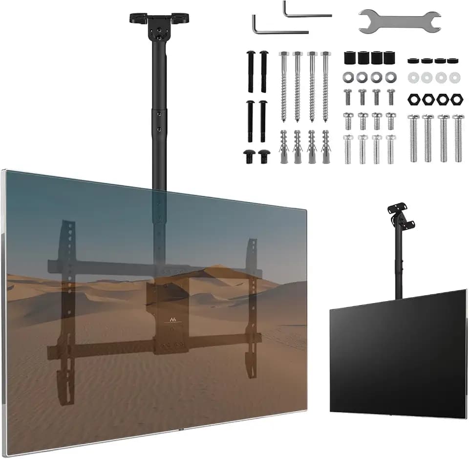 Maclean TV‑Deckenhalterung 43–86″ | 60 kg Tragfähigkeit | Neigbar −25° Schwenkbar 180° Höhenverstellbar 485‑925 mm | VESA bis 600×400 mm | Kabelmanagement | Schwarz Stahl