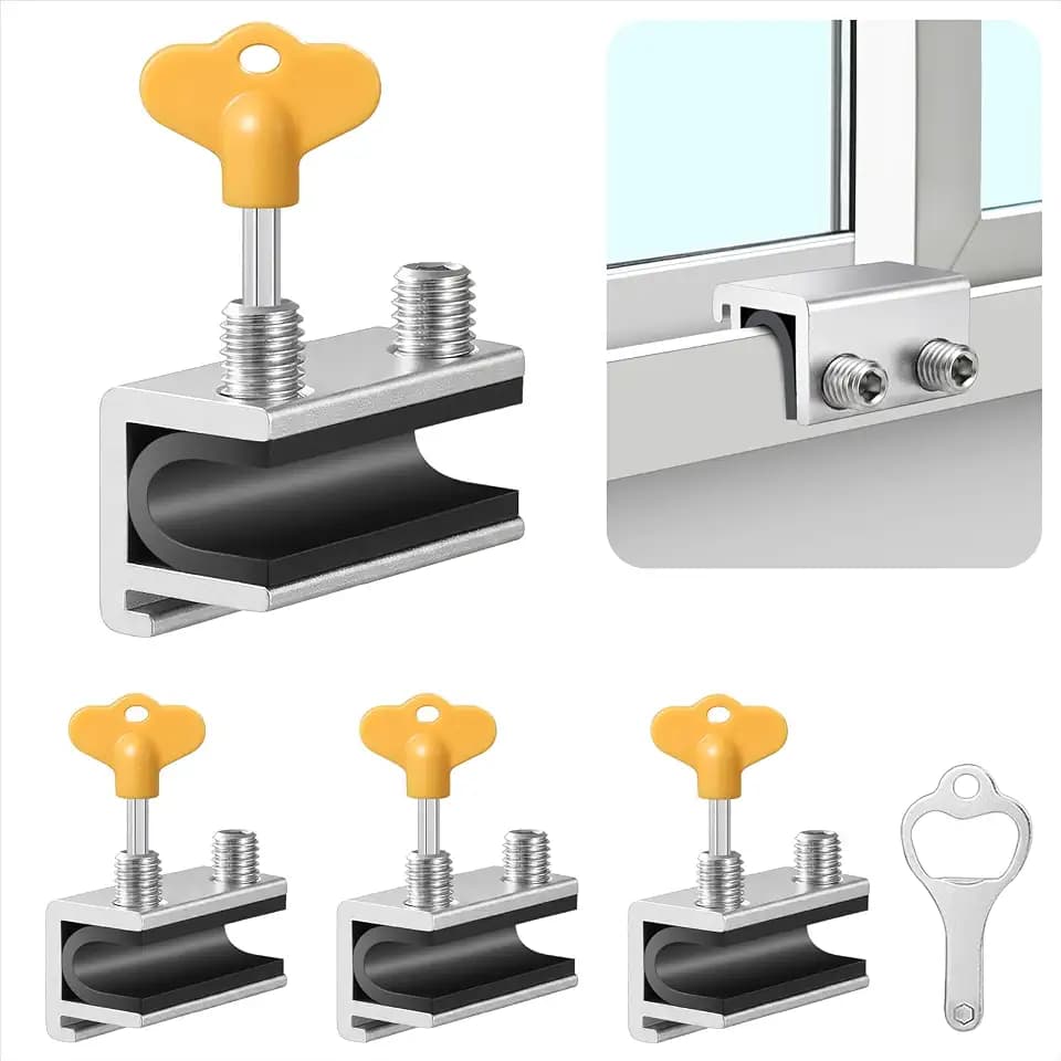 Sliding Window Locks 4 Sets,Adjustable Aluminum Stopper for Window Security