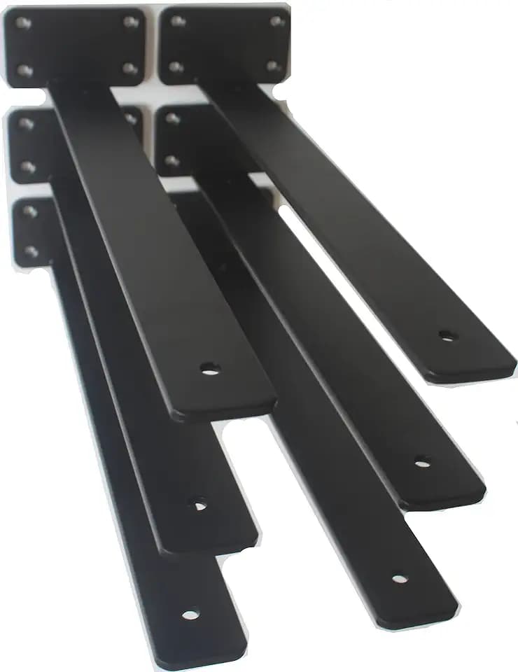6 Pack - 14 inch Black Hidden L Shelf Bracket (1/5 Inch Thicked) Iron Floating Shelf Brackets Rustic Industrial Metal Brackets for Shelf Support