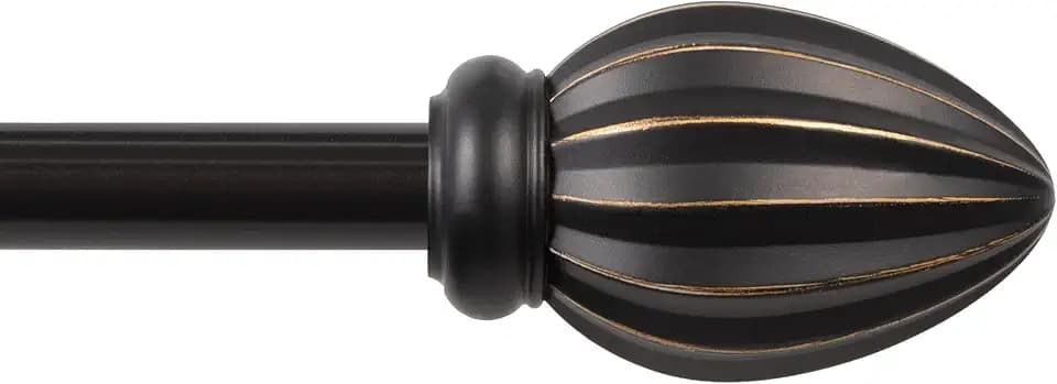 Kenney – Bailey Fast Fit Decorative Window Curtain Rod, Fluted Ends, No-Tools Installation, 5/8" Diameter, Adjustable 36–66", Oil Rubbed Bronze