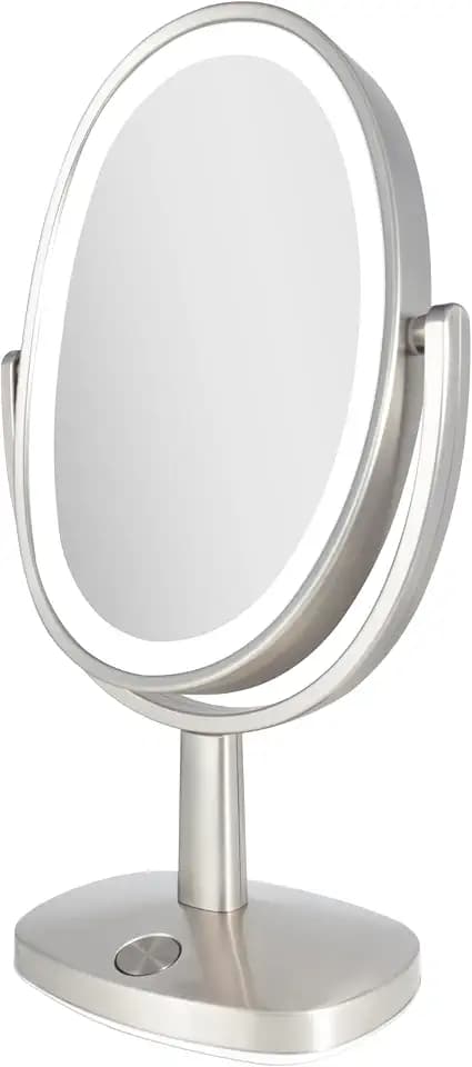 Zadro Newport 10" by 18" Oval LED Lighted Makeup Mirror with Magnification 5X/1X Touch Control Makeup Mirror with Lights