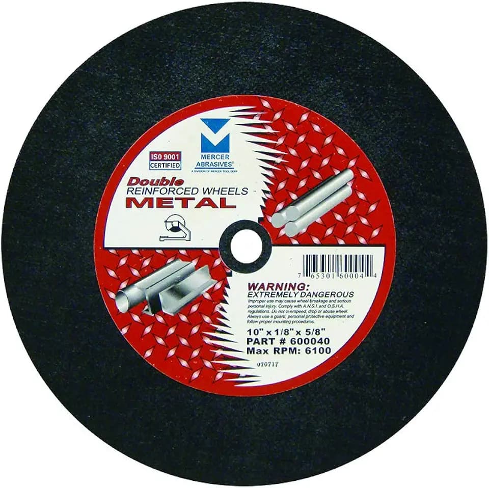 Mercer Industries 600040-10" x 1/8" x 5/8" Stationary Saw Cut-Off Wheels for Metal (10 pack)