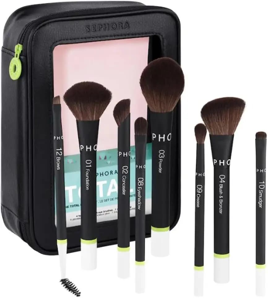 Sephora Favorites Total Set The Total Brush Set - 4 Face Brushes - 4 Eye Brushes - 1 Makeup Bag