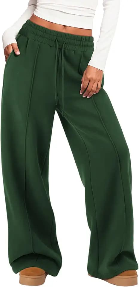 ATHMILE Sweatpants Women Wide Leg Fleece Baggy Pants Fall Winter Clothes