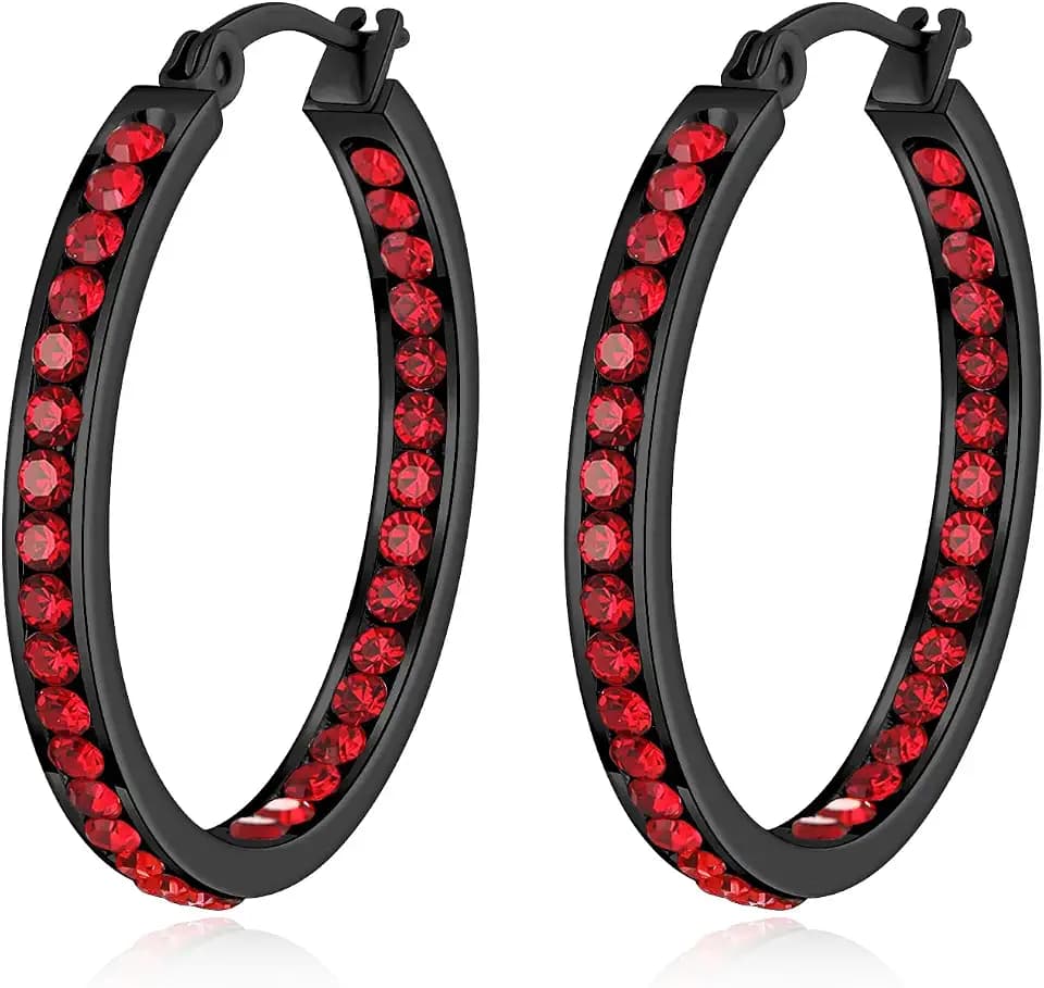 CiNily Stainless Steel Cubic Zirconia Hoop Earrings Silver/Gold Plated Earrings for Sensitive Ears