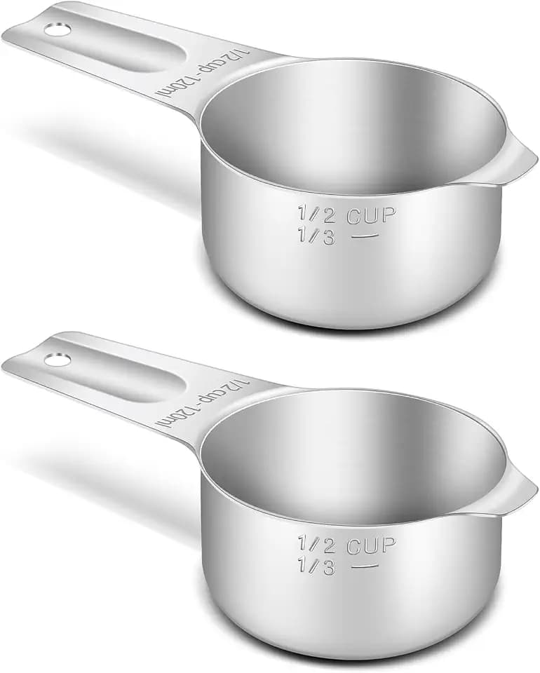 2PCS 1/2CUP (120ML, 4OZ) Measuring Cup, 18/8(304) Stainless Steel