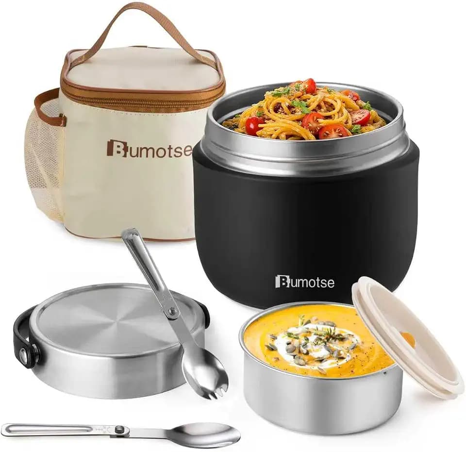 40 oz Insulated Food Jar, Dual Compartments, 8-Hour Heat Retention