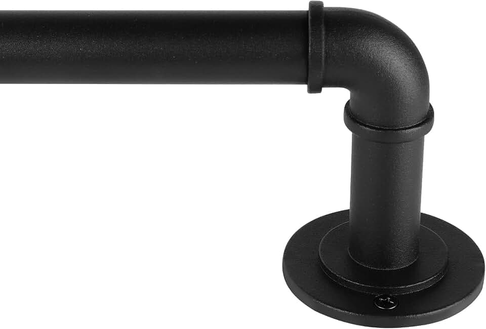 Industrial Curtain Rods, 33 to 45 Inches, 7/8 Inch Diameter, Black