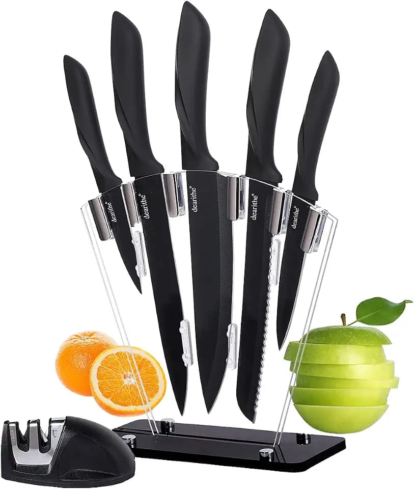 Kitchen Knife Set 7 Piece, Acrylic Stand,Non stick coating