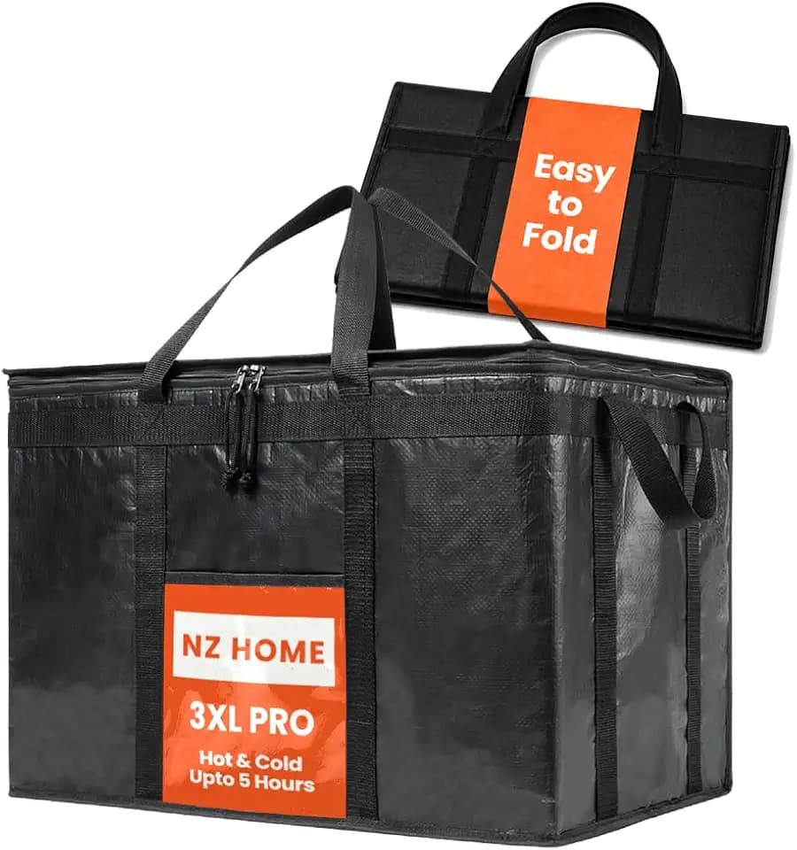 NZ home PRO Large Insulated Food Delivery Bag (3XL, Black, 1 Pack)