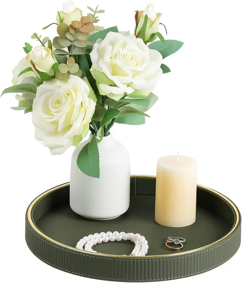 Round Decorative Tray Coffee Table Tray Nightstand Desk Organizer
