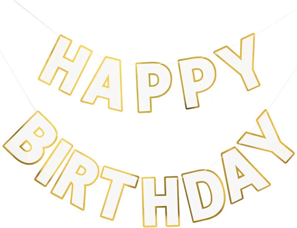 Pre-Strung Happy Birthday Banner White Party Decorations