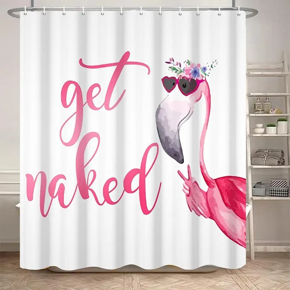 Pink Funny Flamingo Shower Curtain for Bathroom Decor 72x72 Inch
