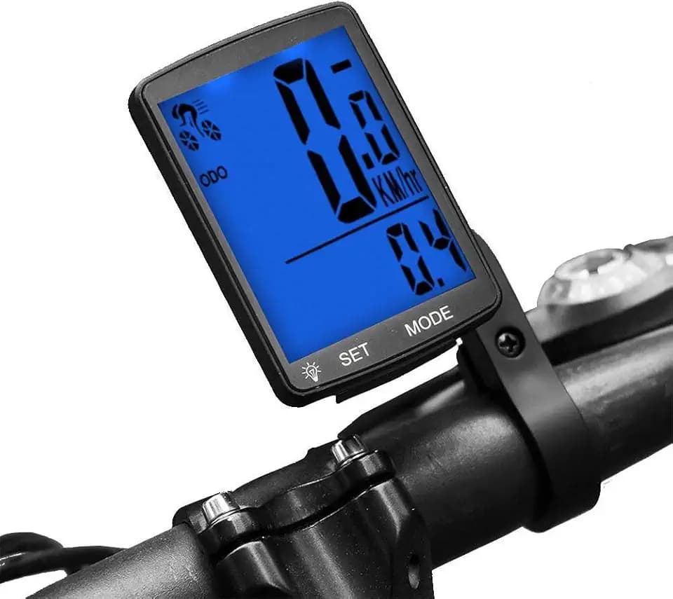 Fahrradtacho, LCD-Display, kabellos, Fahrradcomputer, Kilometerzähler, wasserdicht, Schrittzähler, Geschwindigkeitsmesser, automatischer Speicher, messbare Temperatur, Stoppuhr, 8,9 x 5,3 x 1,8